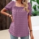 thumbnail image 4 of Blusa de gasa con cuello cuadrado de manga corta de color sólido de verano para mujer OAVQHLG3B Store  lin121212, 4 of 4