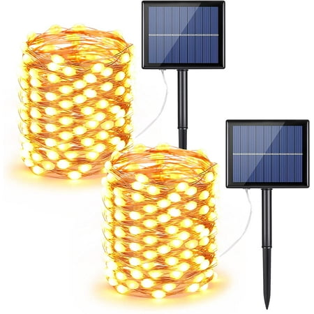 Ul Li Upgraded Oversize Lamp Ultra Bright 2 Pack Each 72ft 100 Led Le Solar Fairy Lights With Super Bigger Beads Which Makes This String Outdoor Appear Brighter Solar String Lights Outdoor Lamp Beads, Merkury Outdoor Solar Cylinder Lights