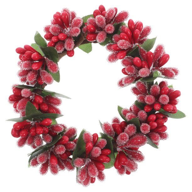 ColoMX Vela de Navidad Anillo Coronas de velas Guirnalda de velas con bayas rojas artificiales Corona de Navidad Portavelas para decoración de fiesta de cena de mesa de boda de Navidad