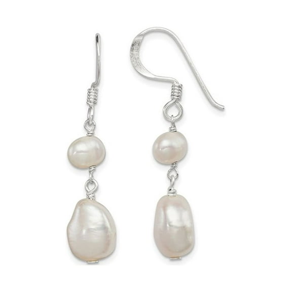 Cultured Freshwater White Pearl Earrings in Sterling Silver