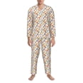 thumbnail image 3 of Vsdgher Retro Floral Mens Pajama Set, Soft Warm Long Sleeve Sleepwear, Cozy Button-Down Pjs for Men-Medium, 3 of 7