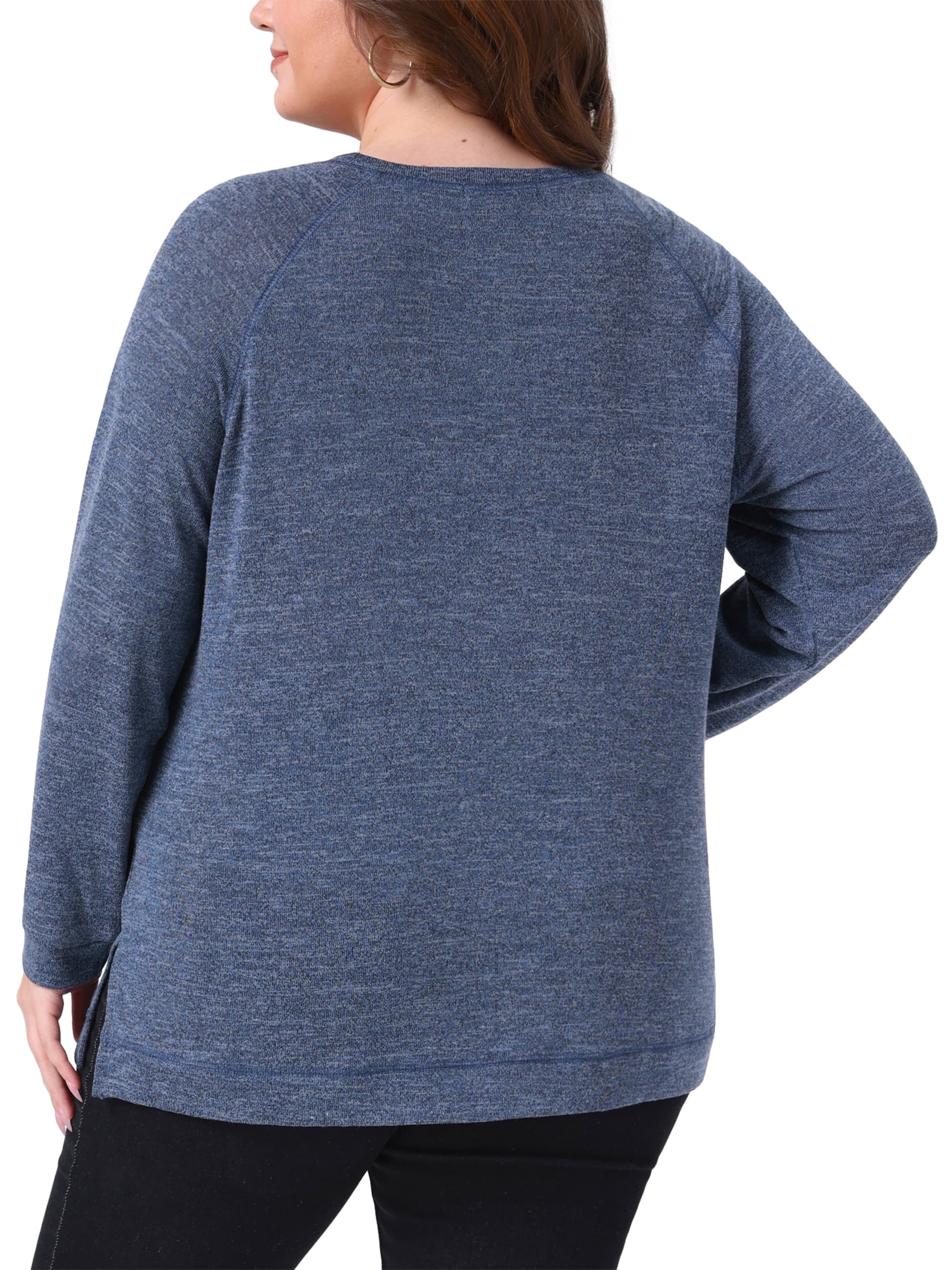 DARING DIVA Women's Plus Crew Neck Casual Pullover Knit Blouse Top 3X Dark Blue