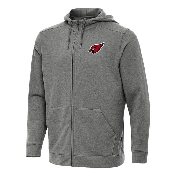 Men's Antigua Heather Black Arizona Cardinals Effortless Full-Zip Hoodie