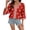 Red, variant on Womens Summer Tops 3 4 Length Sleeve Boho Tops Floral Print V Neck Casual Dressy Boho Vacation Loose Fit Tunic Shirts