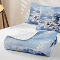 thumbnail image 4 of spefrowx Blue Floral Vase Quilt Full for Girls Boys, Seabird Coral Shell Full Bedspread Sets, 3 Pieces, 4 of 7