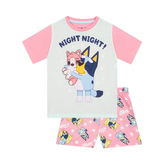 Bluey Girls Short Pajamas Pink Sizes 2T - 8