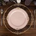 thumbnail image 3 of BalsaCircle 10 Blush Round 10" Disposable Plastic Salad Dinner Plates Gold Embossed Baroque Trim Party Events Decorations, 3 of 8