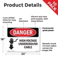 thumbnail image 2 of High Voltage Underground Cable OSHA Danger Rigid Plastic Sign 24 Inch x 18 Inch - 10 Pack, 2 of 8
