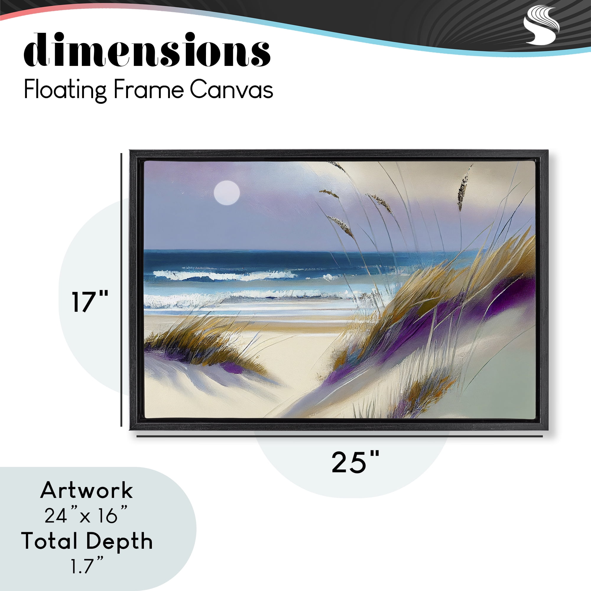 Beach Dunes Serenity Black Framed Floater Canvas Wall Art, design by Sasha