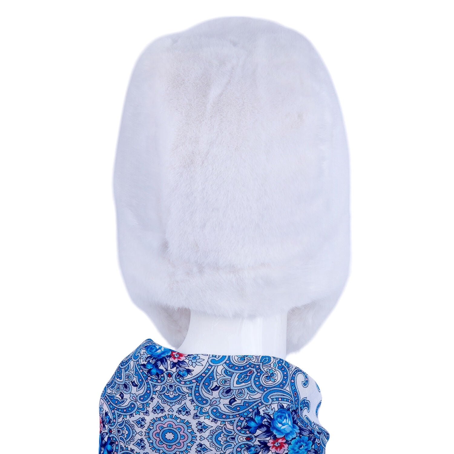 STP GOODS White Faux Rabbit Fur Women's Earflap Hat with Clasp Trapper Hat for Women Ushanka Hat with Brooch Aviator Trapper Hat Winter Hat with Earflaps, One Size