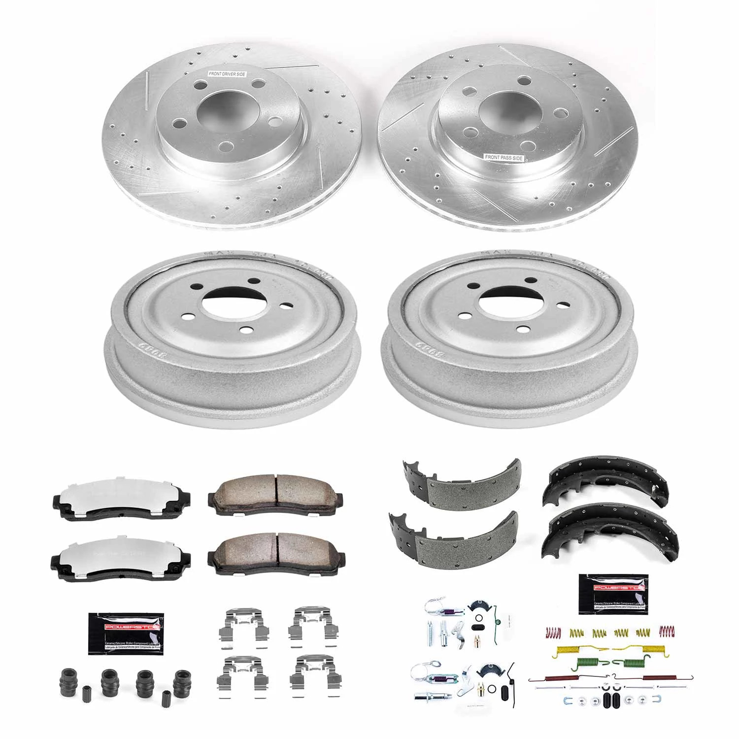 PowerStop Front and Rear Z36 Truck & Tow Brake Pad Rotor Drum and Shoe Kit Fits: FORD MAZDA Select Models K15005DK-36