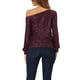 thumbnail image 3 of INSPIRAR CHIC Blusas de lentejuelas sin hombros para mujeres, de mangas largas, para fiestas disco, top brillante y con purpurina XS púrpura, 3 of 6
