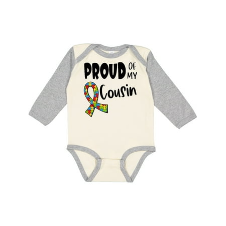 

Inktastic Proud of my Cousin Autism Awareness Puzzle Piece Ribbon Gift Baby Boy or Baby Girl Long Sleeve Bodysuit