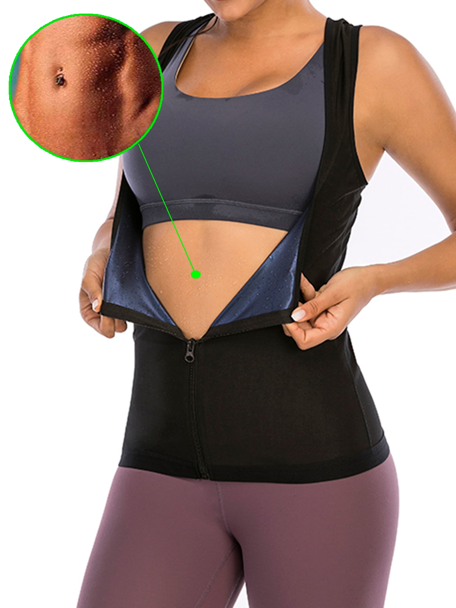Details about   Sweat Vest for Women Workout Training Heat Zipper Sauna Vest Slimming Tank Top U 