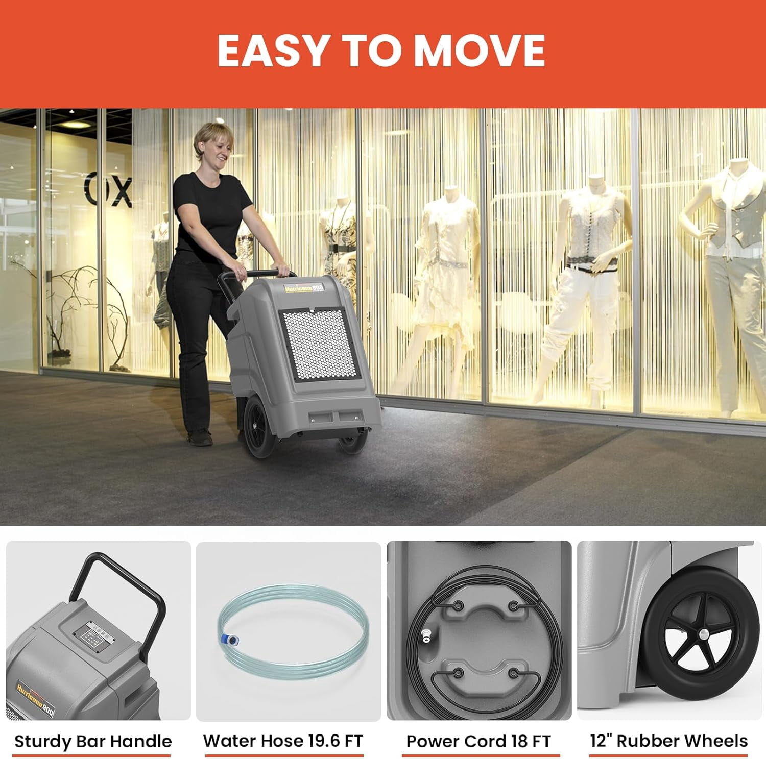 Abestorm 190 PPD Commercial Dehumidifiers with Pump and Drain Hose, Large Spaces Industrial Dehumidifier for Basements, Water Damage Restoration, Portable, Auto Defrosting, Up to 2,600 Sq.Ft