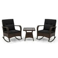 thumbnail image 2 of Costway 3 PCS Rocking Bistro Set with Removable Cushions & Tempered Glass Top Coffee Table Black, 2 of 10