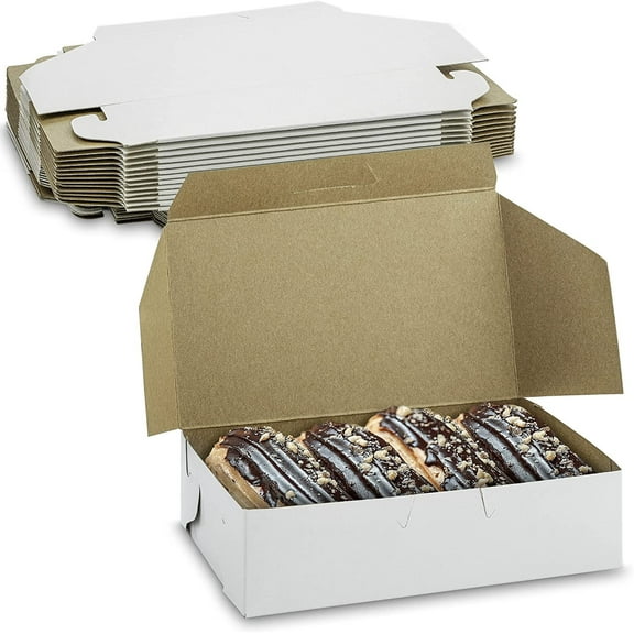 MT Products White Donut Boxes -  6.25" x 3.75" x 2.13" Bakery Boxes - Pack of 15