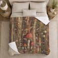 thumbnail image 5 of Rustic Mushroom Garden with Strawberries, Ferns and Weathered Planks, Woodland Cottage Style for Nature Lovers, Housewarming Gift, Warm Flannel Blanket for Cabin and Bedroom, Home Decor, 5 of 9