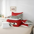 thumbnail image 5 of Erosebridal Geometric Minimalist Triangle Bedding Sets King Size,Geometrical Stripes Lines Comforter Sets with Sheets,Red Black Bed in a Bag King Size,Microfiber Bedroom Decoration Reversible,7-Piece, 5 of 7