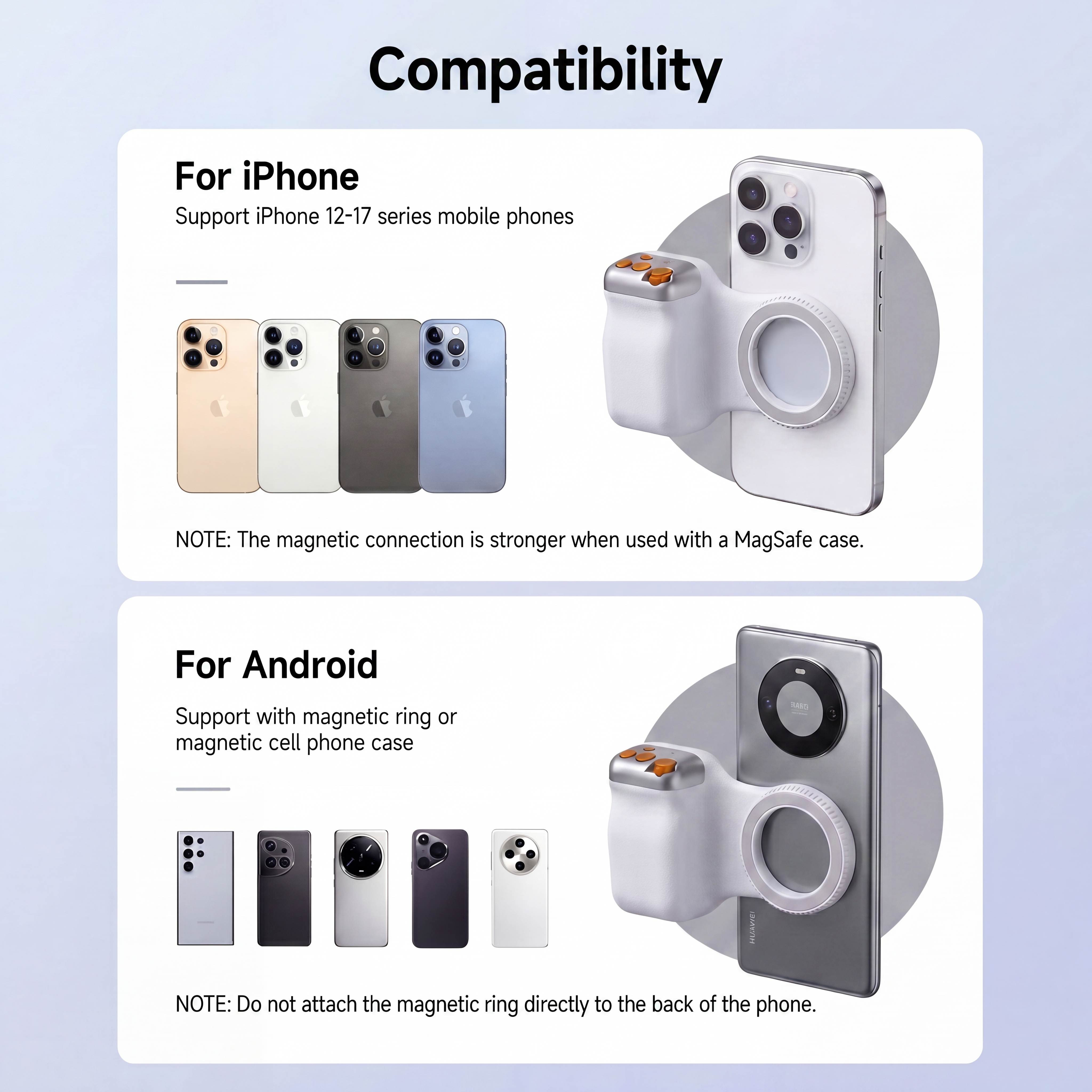 ETEPEHI Magnetic Phone Camera Grip with Wireless Remote photo 3