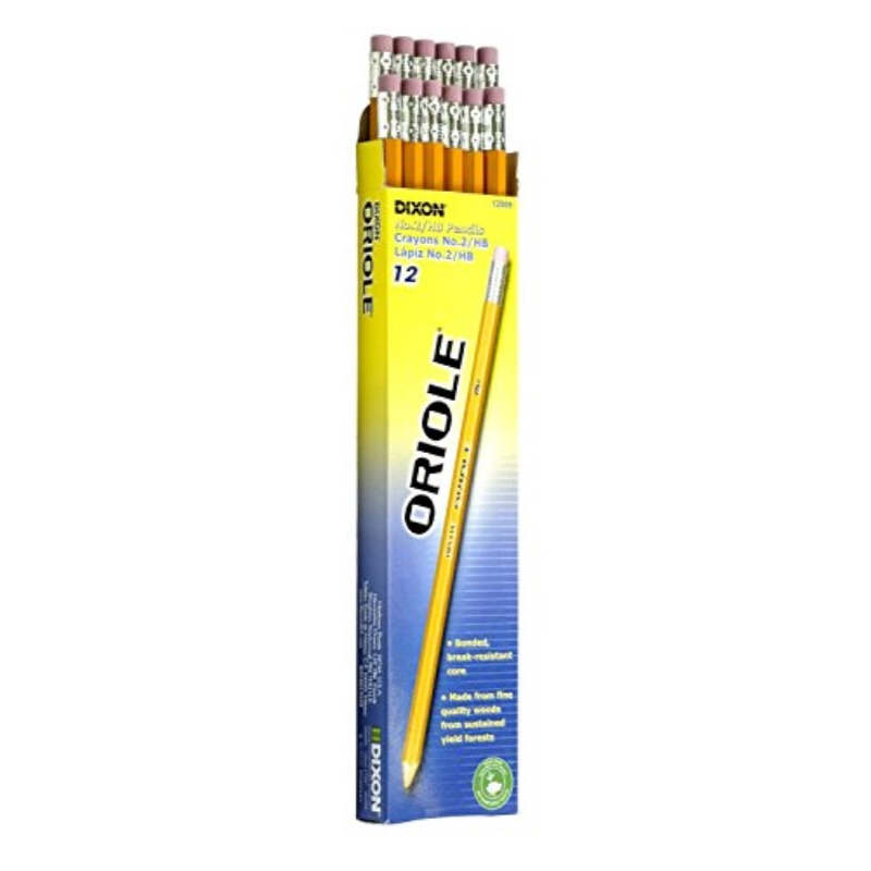 Dixon Ticonderoga Oriole PreSharpened Black Core Pencils, 2, Yellow, Box of 12 (12886)(3Pack