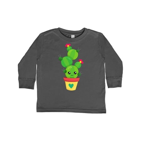 

Inktastic Cute Cactus Cactus With Flowers Cactus In A Pot Gift Toddler Toddler Girl Long Sleeve T-Shirt