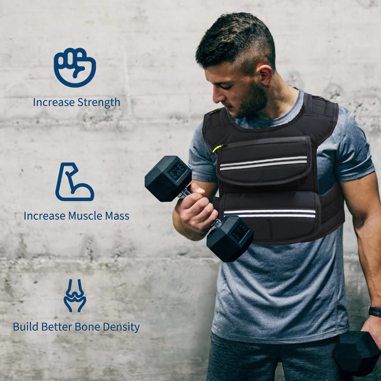 Soonbuy Weighted Vest For Woman Man, 25/35/45 LBS Weight Vest with Reflective Stripes for Workout, Strength Training, Running, Fitness, Muscle Building, Weight Loss, Rucking Vest