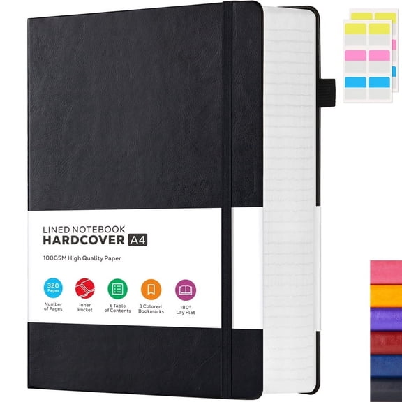 NIRMIRO A4 Hardcover Notebook: Large 8.5"x11" College Ruled Journal with 320 Pages, 100GSM Thick Paper, Leather Lined Cover for Work, School, Study, Writing & Business