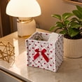 thumbnail image 7 of Heart Quilted Polka Dot Storage Bin, Foldable Small Fabric Organizer Basket, Open Top Cosmetic Sundries Container, Desktop Storage Solution, Ideal Home Office Use, Red, 7 of 7