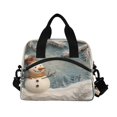 thumbnail image 2 of Lunch Bag Portable Crossbody Meal Bag Cooler Bag Insulated Lunch Bag Food Bag Handheld & Crossbody Design Christmas Snowflakes and Snowmen, 2 of 6
