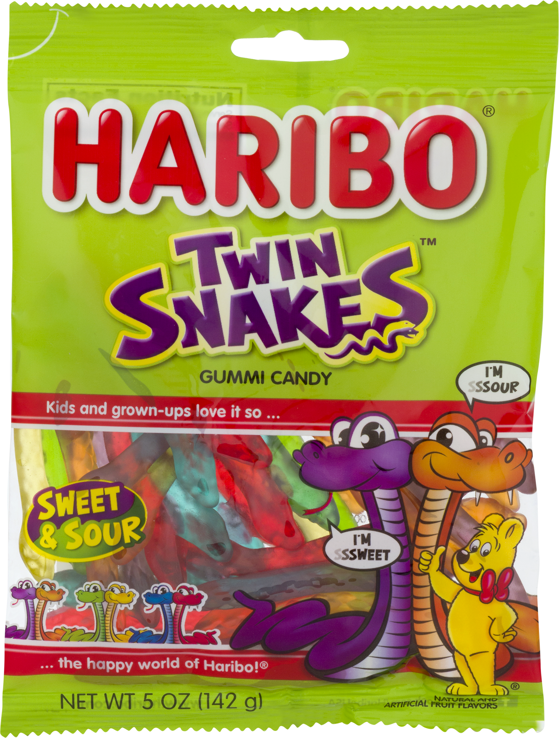 (2 pack) Haribo Twin Snakes Sweet & Sour Gummi Candies, 5 Oz.