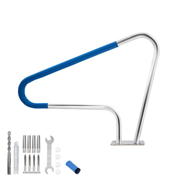 Kojooin Stainless Steel Pool Rail - Safe and Reliable Handrail with Blue Grip Cover
