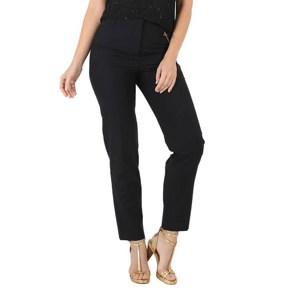 Givenchy Ladies Black Wool Cigarette Chain Trousers, Brand Size 36 (US Size 2)