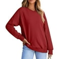 thumbnail image 2 of Womens Oversized V Neck Sweatshirts Plus Size Long Sleeve Pullover Preppy Sweatshirt Cozy Soft Cotton Sweatshirts Red S, 2 of 5