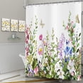 thumbnail image 2 of Spring Floral Shower Curtain, Colorful Watercolor Wild Flower Butterfly Plants Bathroom Curtains Rustic Bathtub Decor Machine Washable Waterproof Fabric with Hooks,72" Wx72 L, 2 of 6