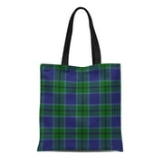 SIDONKU Canvas Tote Bag Colorful Scottish Traditional Scott Tartan Blue Customizable Room Pattern Reusable Handbag Shoulder Grocery Shopping Bags