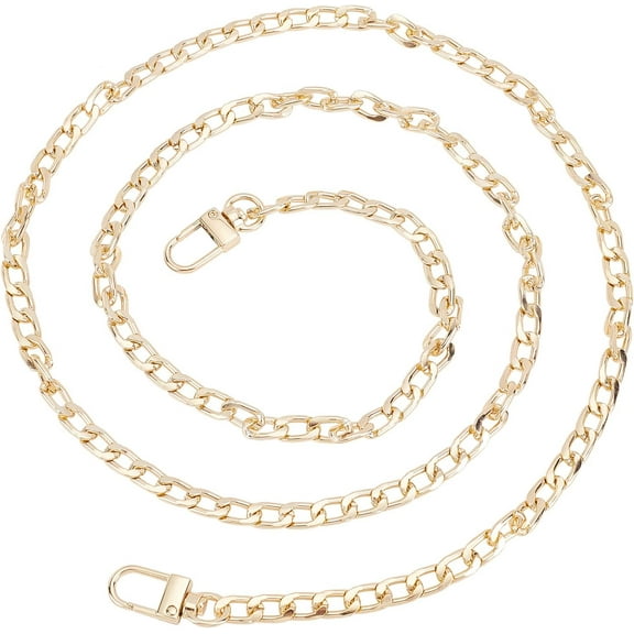 Golden Bag Replacement Straps 46” Purse Chain Strap Alloy Flat Chain Strap Shoulder Crossbody Straps with Buckles