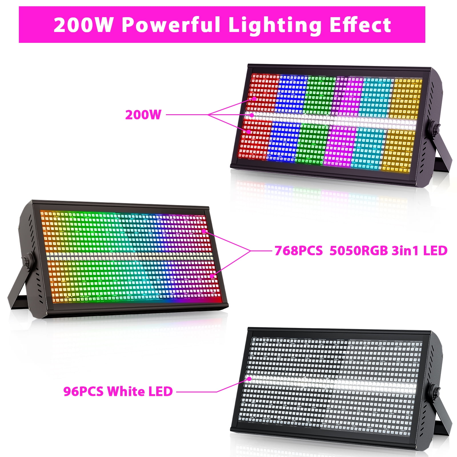 Stage Strobe Lights,RGB SMD LED Party Lights 130W Rainbow Effect Stage Light for Building Exterior Wall Lighting Bar
