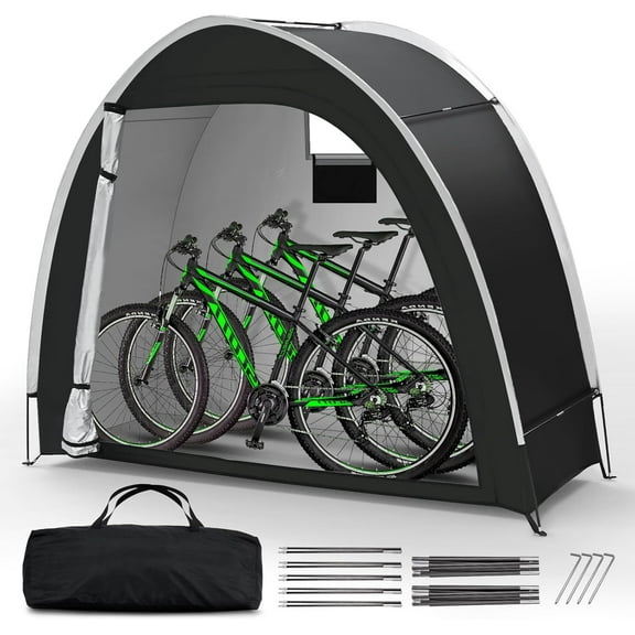 Bike Storage Tent Outdoor - Upgraded Portable Bicycle Storage Sheds with 210D Oxford Fabric PU5000 Waterproof for 2-3 Bikes, Bike Tent/Bike Shed/Bike Cover for Motorcycle, Garden Tools, etc