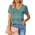thumbnail image 1 of ICHUANYI Clearance Women's Casual Sleeve Tops V-Neck Short Sleeve T- Cute Printed Summer Loose Blouses Tops(Mint Green, M) ICHUANYI WER2023081002525, 1 of 8