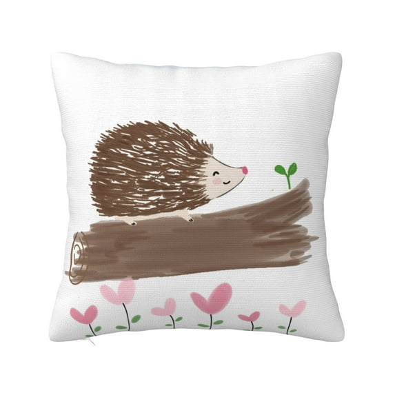 ZICANCN Hedgehog Flower Doodle Decorative Throw Pillow Covers, Bed Couch Sofa Decorative Knit Pillow Covers for Living Room Farmhouse, 16"x16"