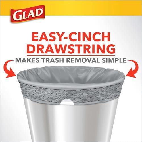 Glad Small Drawstring Trash Bags With Clorox, 4 Gal, Lemon Fresh Bleach, 34 Ct - Pack of 2