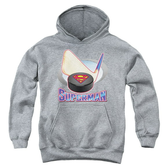 Superman Hockey Stick Big Boys Pullover Hoodie ATHLETIC HEATHER XL