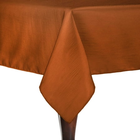 

Ultimate Textile (5 Pack) Reversible Shantung Satin - Majestic 52 x 70-Inch Rectangular Tablecloth - for Weddings Home Parties and Special Event use Burnt Orange