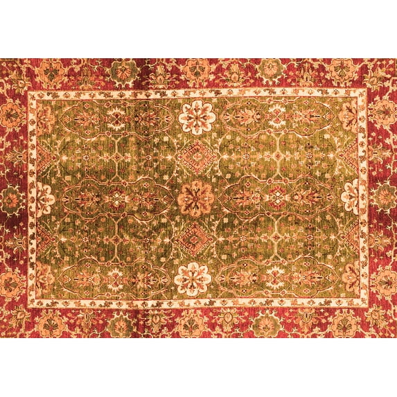 Ahgly Company Indoor Rectangle Oriental Orange Traditional Area Rugs, 2' x 5'