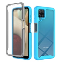 SaniMore for Samsung Galaxy A22 5G Case, Rugged PC Back & TPU Bumpers Two-Layer Structure Transparent Cover with PET Screen Protector Shockproof Protective Shell for Samsung A22 5G, Blue