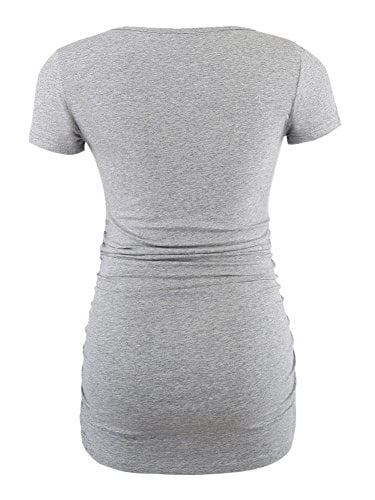 BBHoping Women's Maternity Shirts Short Sleeve V Neck Classic Side Ruched Pregnancy Tops 