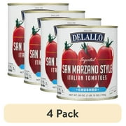 (4 pack) DeLallo Imported San Marzano Style Italian Crushed Sweet Tomatoes, Shelf Stable, 28 oz Can