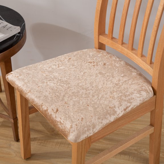 Serbasic Velvet Dining Chair Seat Covers Stretch Elastic Bar Stool Slipcovers Plush Chair Cushion Cover Removable Washable Barstool Seat Pad Protectors for Kitchen Home Cafe (14"-18"), 1 Pack