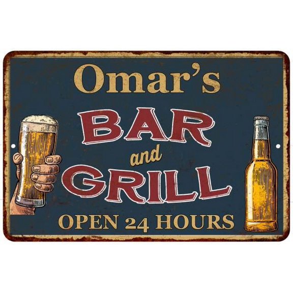 Omar's Green Bar and Grill Sign 8 x 12 High Gloss Metal 208120044054